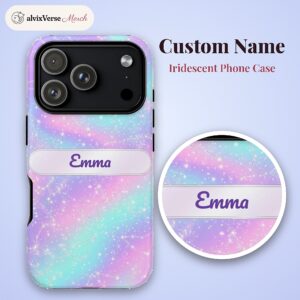 Custom Name Iridescent Zodiac Sign Phone Case, Holographic Stars, photo 2 of 5