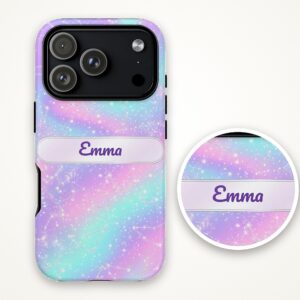 Custom Name Iridescent Zodiac Sign Phone Case, Holographic Stars, photo 4 of 5