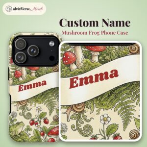 Custom Name Mushroom Frog Phone Case, Cottagecore, photo 2 of 5