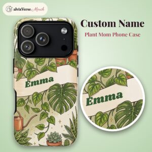 Custom Name Plant Mom Phone Case, Monstera Botanical, photo 2 of 5