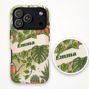 Custom Name Plant Mom Phone Case, Monstera Botanical, photo 4 of 5