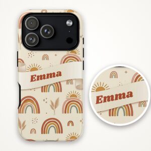 Custom Name Boho Rainbow Phone Case, Neutral Earth Tones, photo 4 of 5
