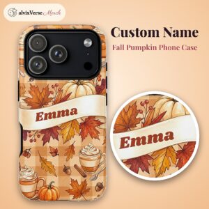Custom Name Fall Phone Case, Pumpkin Spice Watercolor, photo 2 of 5