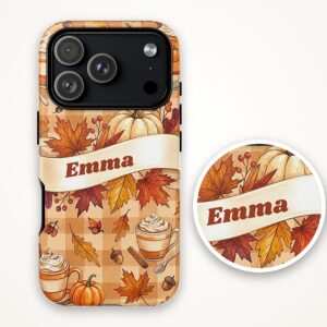 Custom Name Fall Phone Case, Pumpkin Spice Watercolor, photo 4 of 5