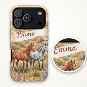 Custom Name Western Horse Girl Phone Case, Watercolor, photo 4 of 5