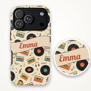 Custom Name Retro Vinyl Record Phone Case, Music Lover, photo 4 of 5
