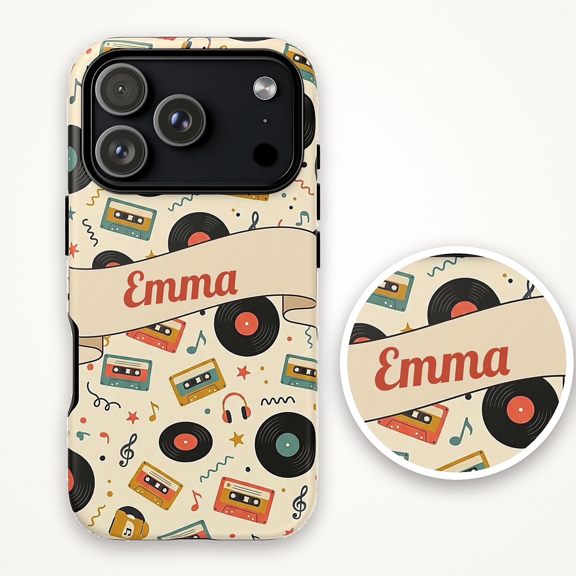 Custom Name Retro Vinyl Record Phone Case, Music Lover, photo 4 of 5