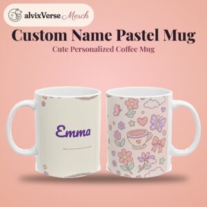 Custom Mug with Name, Pastel Clip Art Design, photo 2 of 5