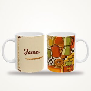 Personalized Coffee Mug Vintage Retro Name Travel Badge Coffee Cup, photo 4 of 5