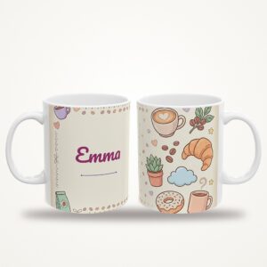 Personalized Coffee Mug with Name, Pastel Clip Art Design, photo 4 of 5
