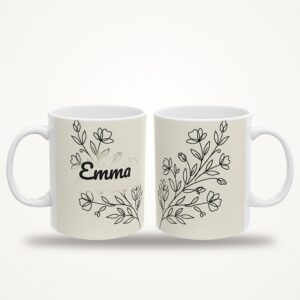 Personalized Coffee Mug, Minimal Line Art Botanical Name Cup, photo 4 of 5
