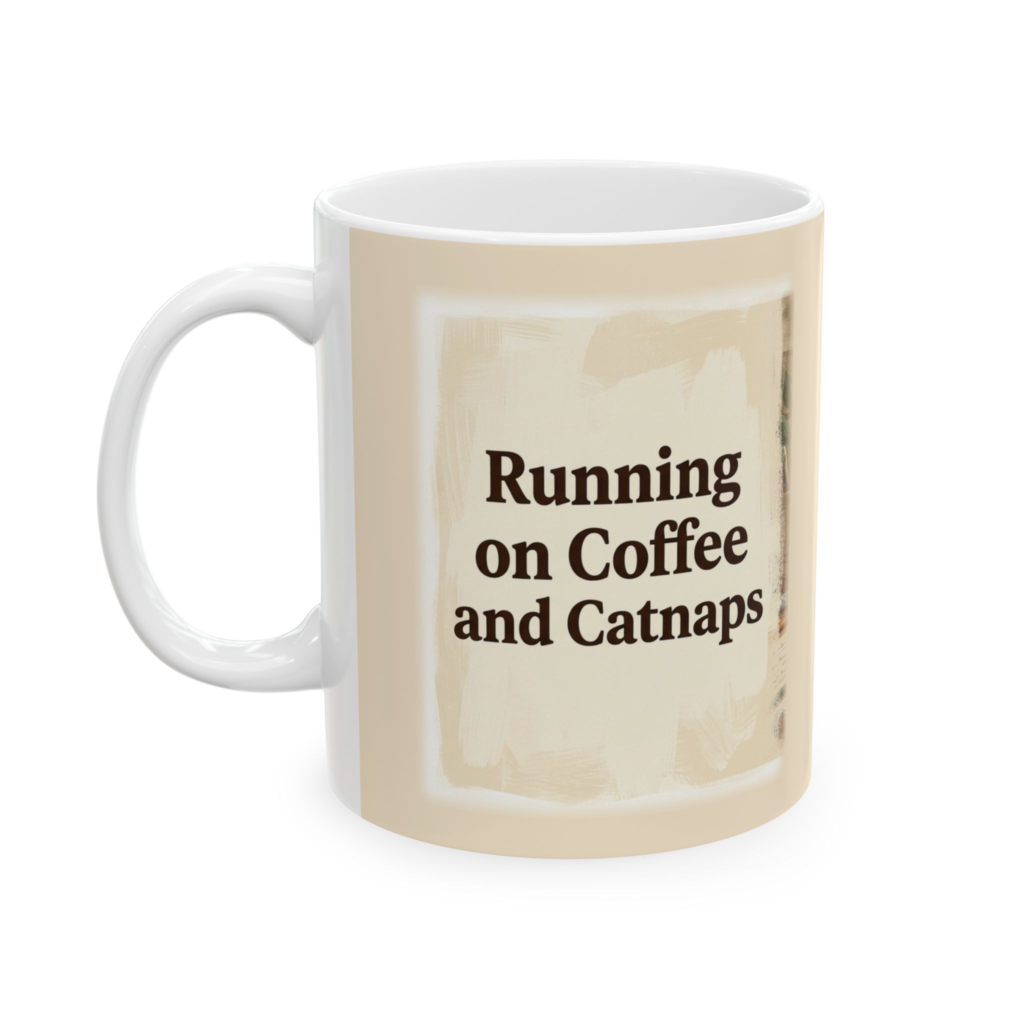 Funny Cat Mug, Running on Coffee and Catnaps Coffee Cup, Office Humor Cat Lover Mug - Image 3