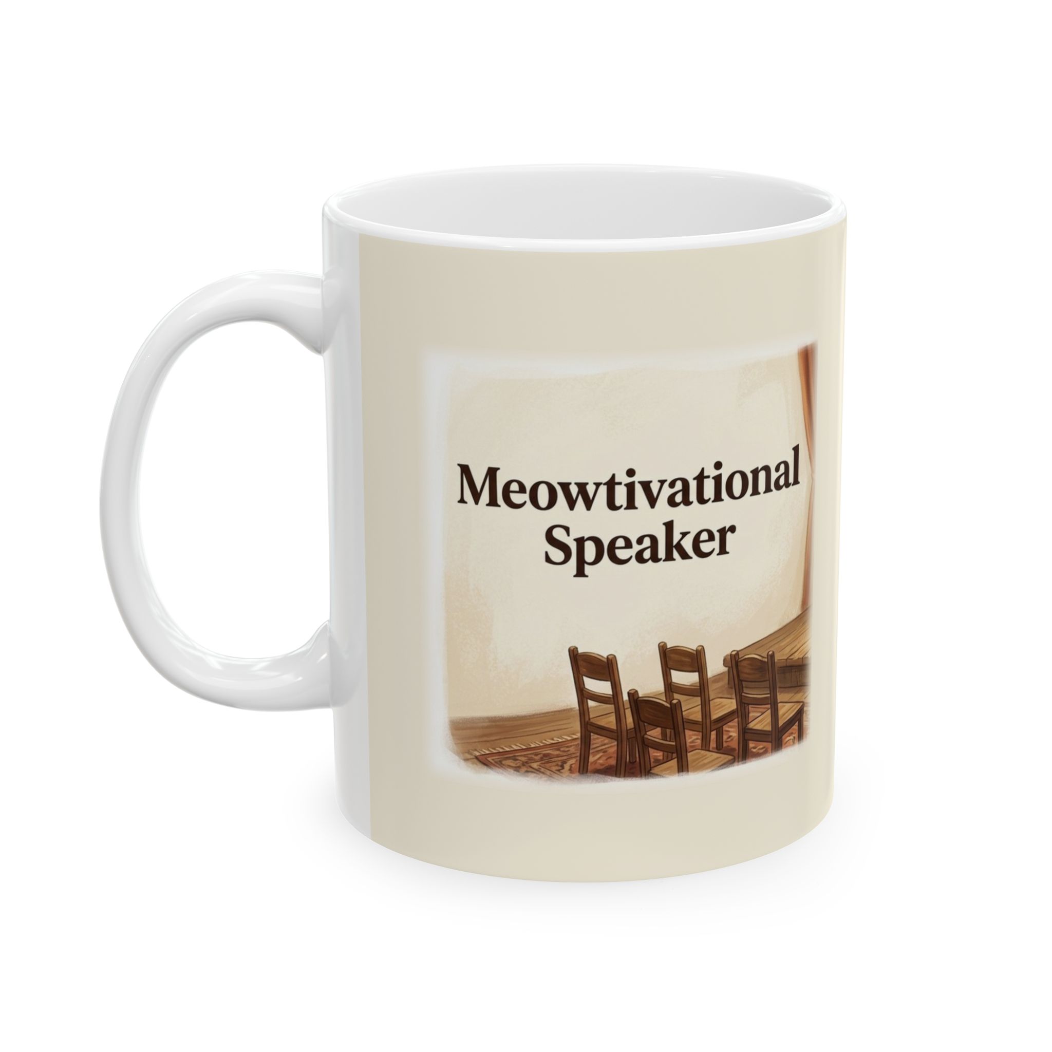 Funny Cat Mug, Meowtivational Speaker Coffee Cup, Office Humor Cat Lover Mug - Image 3