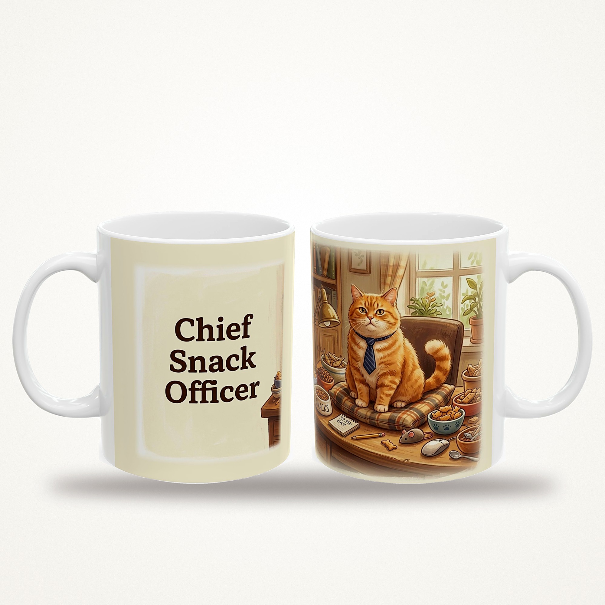 Funny Cat Mug, Chief Snack Officer Coffee Cup, Office Humor Cat Lover Mug