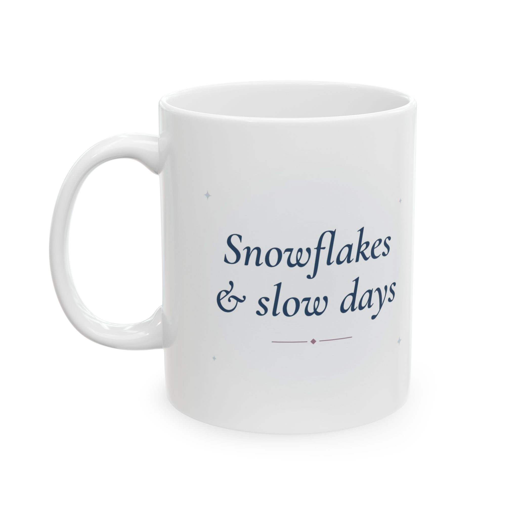 Winter Bunny Mug, Snowflakes and Slow Days, Cute Snow Bunny Watercolor Coffee Mug - Image 3