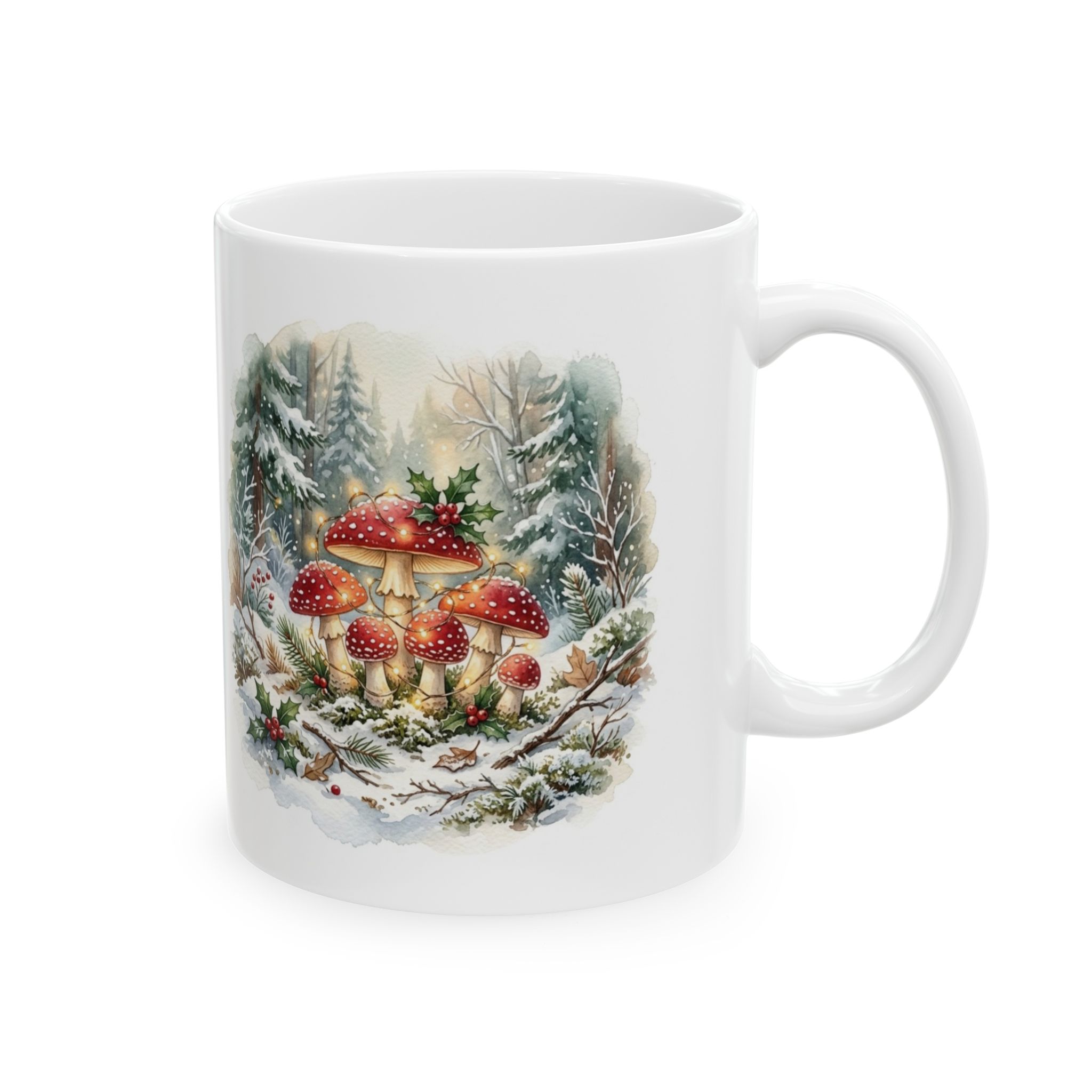 Merry and Bright Mug, Christmas Mushroom Cottagecore Coffee Mug, Festive Holiday Cup - Image 4