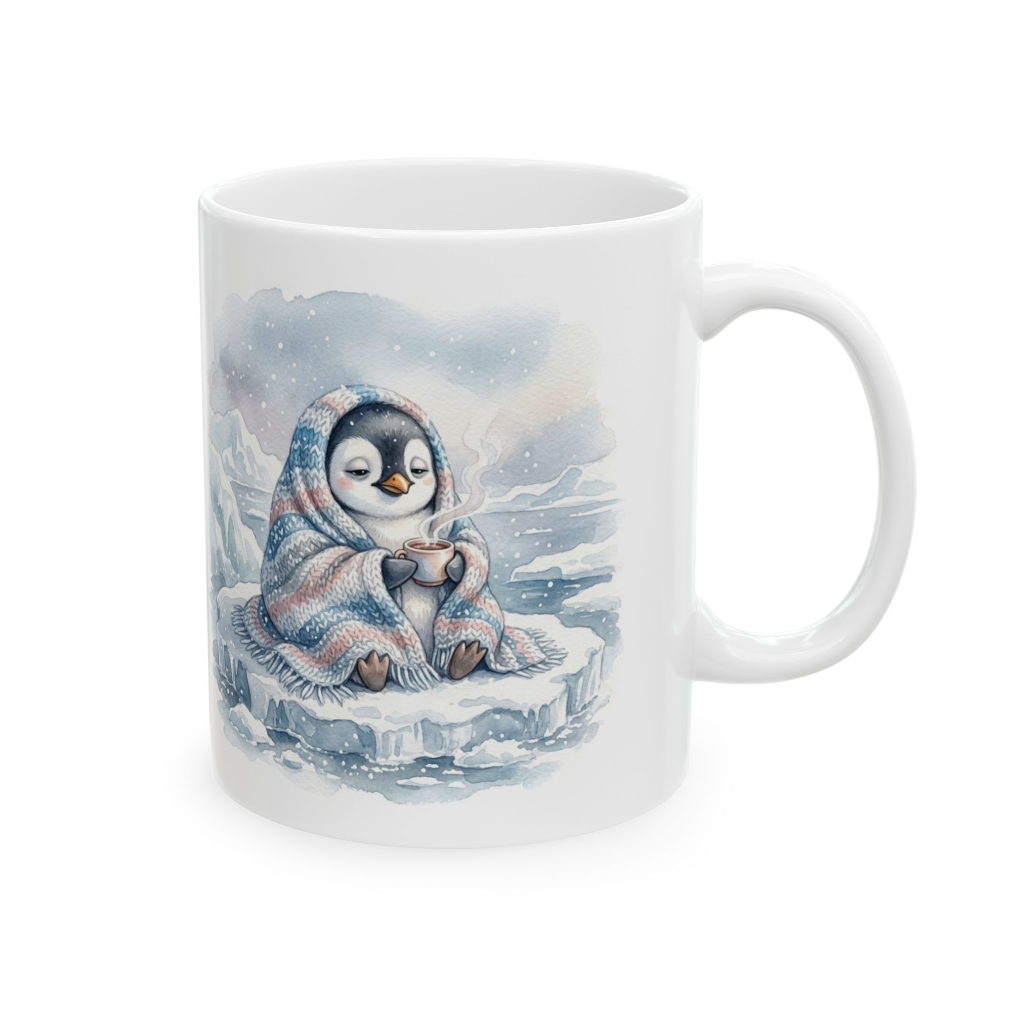 Funny Winter Mug, Too Cold Staying In, Cute Penguin Homebody Coffee Mug - Image 4