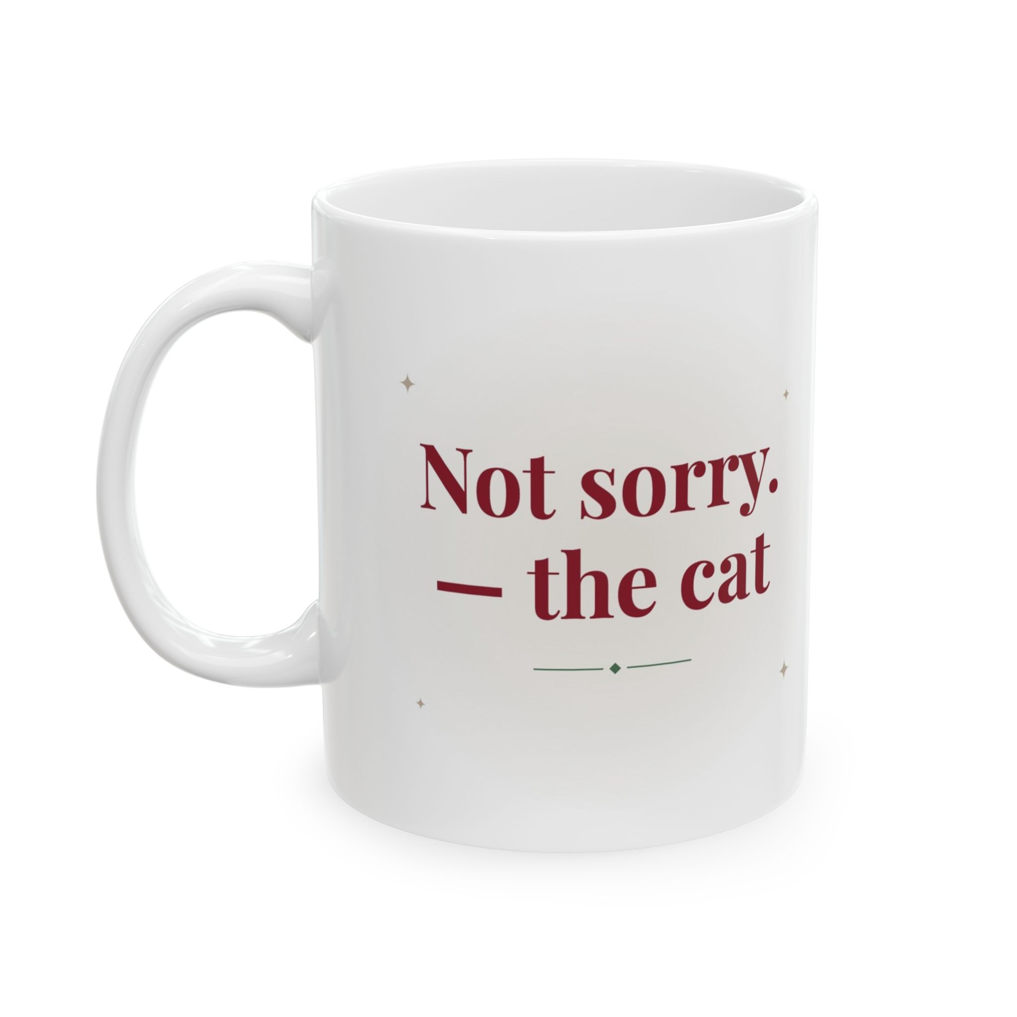 Funny Christmas Cat Mug, Not Sorry The Cat, Cat Knocking Ornaments Off Tree Coffee Mug - Image 3