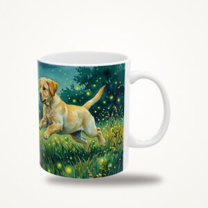 Yellow Lab Mug, Firefly Meadow Celestial Dog Coffee Cup