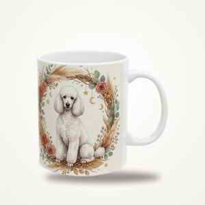 Poodle Mug, Boho Star Wreath Celestial Dog Coffee Cup