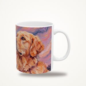 Golden Retriever Mug, Pink Twilight Celestial Dog Coffee Cup