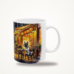 French Bulldog Mug, Night Cafe Starry Sky Watercolor Dog Coffee Cup