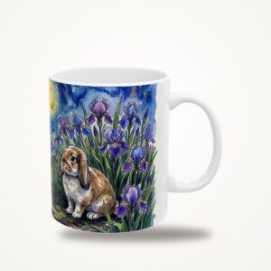 Bunny Mug, Iris Garden Starry Sky Watercolor Rabbit Coffee Cup