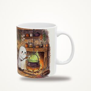 Cute Ghost Mug, Potion Kitchen Watercolor Halloween Coffee Cup