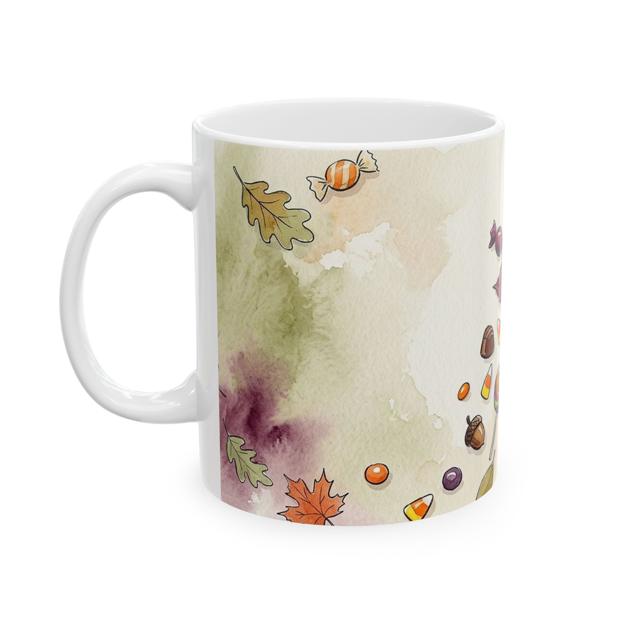 Halloween Candy Mug, Trick or Treat Pail Watercolor Coffee Cup - Image 3