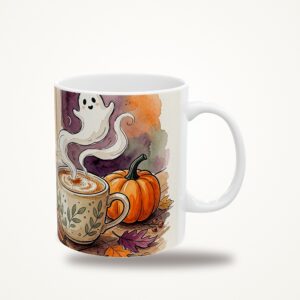 Pumpkin Spice Mug, Ghost Steam Latte Halloween Coffee Cup
