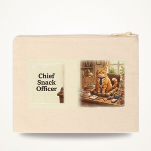 Funny Cat Zipper Pouch, Chief Snack Officer Pencil Case, Office Humor Cat Lover Gift