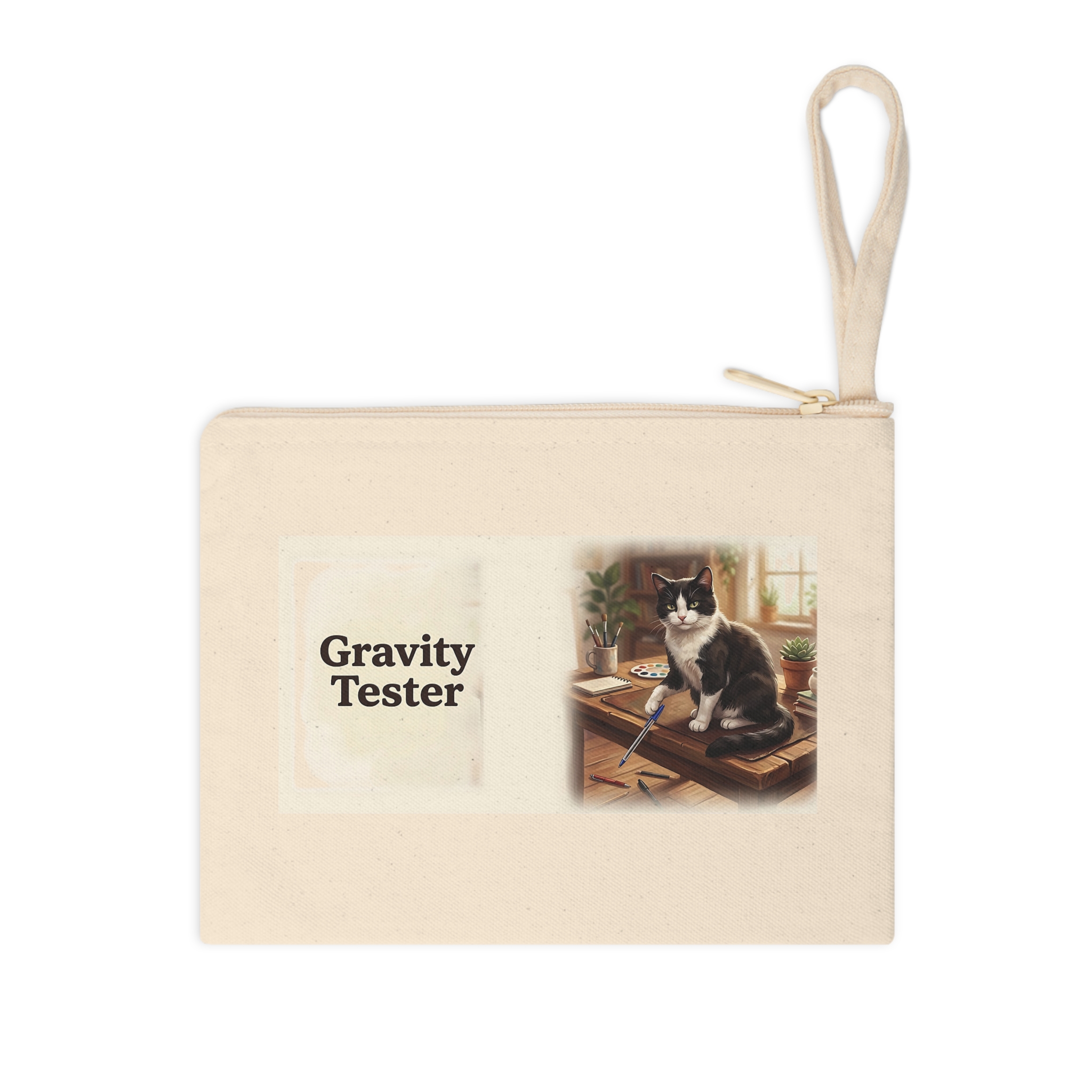 Funny Cat Zipper Pouch, Gravity Tester Pencil Case, Office Humor Cat Lover Gift - Image 3
