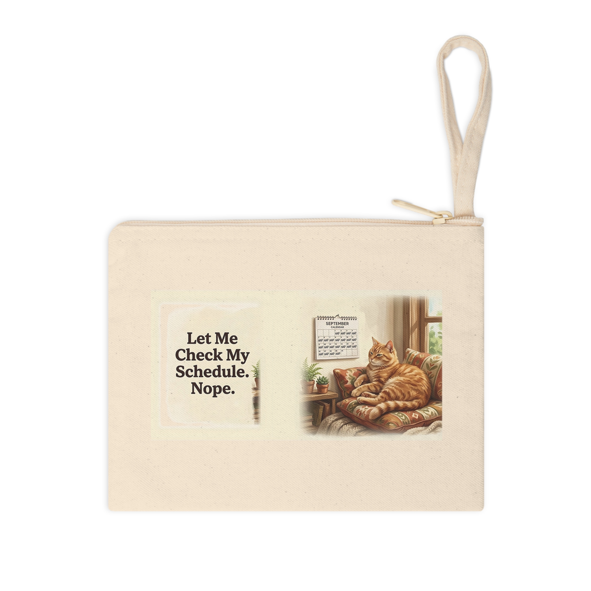 Funny Cat Zipper Pouch, Let Me Check My Schedule. Nope Pencil Case, Office Humor Cat Lover Gift - Image 3