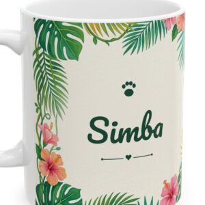 Custom Cat Mug with Your Cat's Name, Bengal Cat Tropical Jungle Personalized Coffee Cup, photo 4 of 5