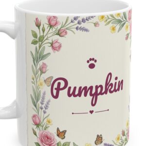 Custom Cat Mug with Your Cat's Name, Calico Cat Cottage Garden Personalized Coffee Cup, photo 4 of 5