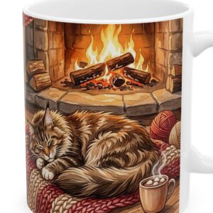 Custom Cat Mug with Your Cat's Name, Maine Coon Cat Knit Blanket Personalized Coffee Cup, photo 3 of 5