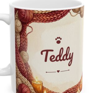 Custom Cat Mug with Your Cat's Name, Maine Coon Cat Knit Blanket Personalized Coffee Cup, photo 4 of 5