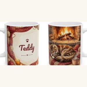 Custom Cat Mug with Your Cat's Name, Maine Coon Cat Knit Blanket Personalized Coffee Cup, photo 5 of 5