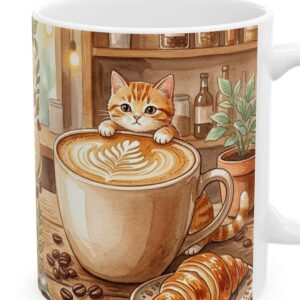 Custom Cat Mug with Your Cat's Name, Orange Tabby Cat Latte Peek Personalized Coffee Cup, photo 3 of 5