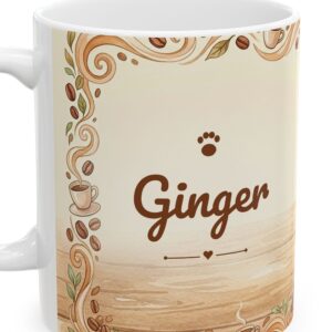 Custom Cat Mug with Your Cat's Name, Orange Tabby Cat Latte Peek Personalized Coffee Cup, photo 4 of 5