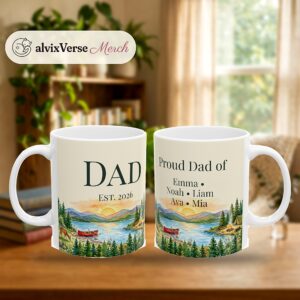 Personalized Dad Mug, Watercolor Camping Scene, photo 2 of 5