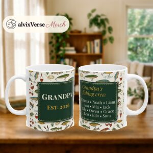 Personalized Grandpa Fishing Mug, 12 Grandkids Names, photo 2 of 5