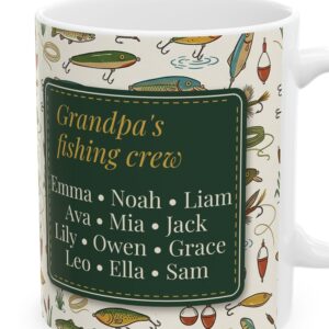 Personalized Grandpa Fishing Mug, 12 Grandkids Names, photo 3 of 5