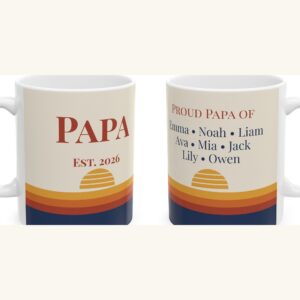 Personalized Papa Mug, Retro Sunset Coffee Cup, photo 5 of 5