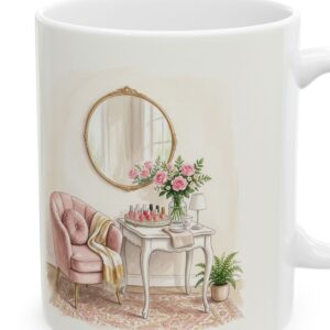 Personalized Salon Owner Mug with Name, Watercolor Pink Nail Salon Coffee Cup, photo 3 of 5