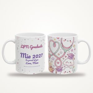 Personalized LPN Graduate Mug, Kawaii Nursing Graduation Gift, photo 2 of 3