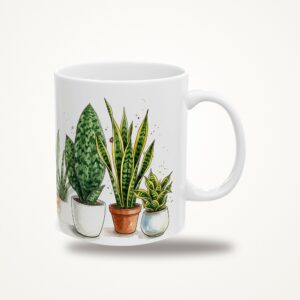 Snake Plant Mug, Watercolor Snake Plant Coffee Mug, Tropical Plant Lover Gift, Hidden Critter I Spy Mug