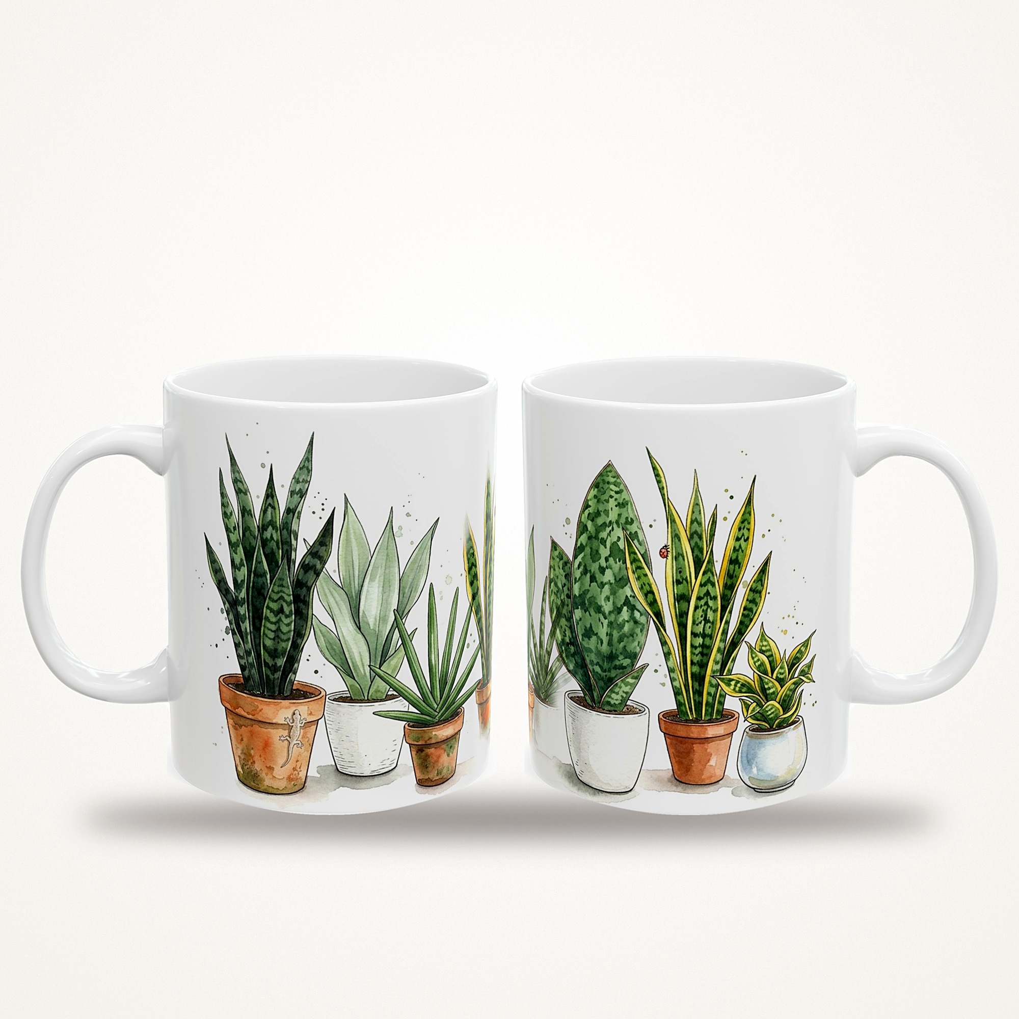 Snake Plant Mug, Watercolor Snake Plant Coffee Mug, Tropical Plant Lover Gift, Hidden Critter I Spy Mug - Image 3