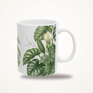 Monstera Deliciosa, Watercolor Monstera Flower Coffee Mug, Tropical Plant Lover Gift, Hidden Critter I Spy Mug