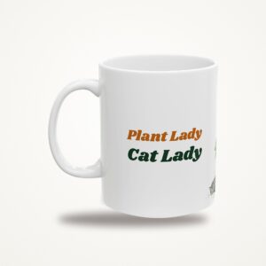 Plant Lady Cat Lady Mug, Funny Monstera Cat Coffee Mug, Watercolor Cat and Plant Lover Gift